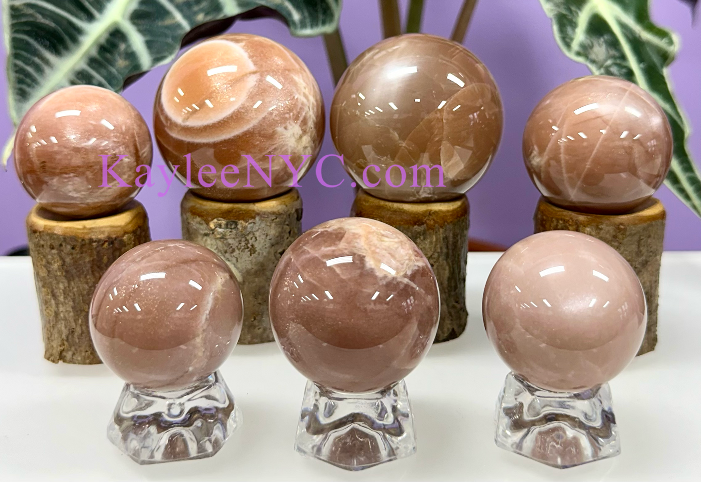 7 PCs Natural Sunstone Moonstone Sphere