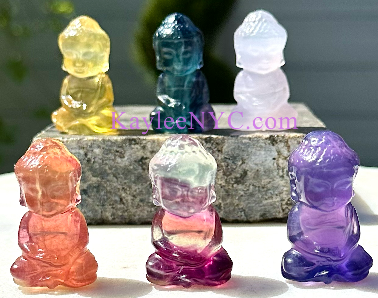 6 PCs 4cm Natural Candy Fluorite Guanyin Crystal