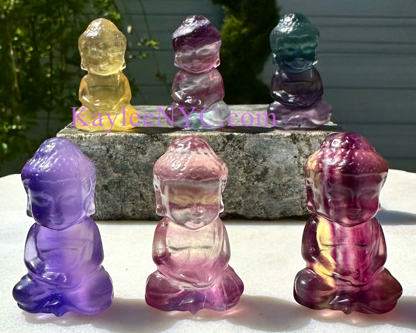 6 PCs 4cm Natural Candy Fluorite Guanyin Crystal