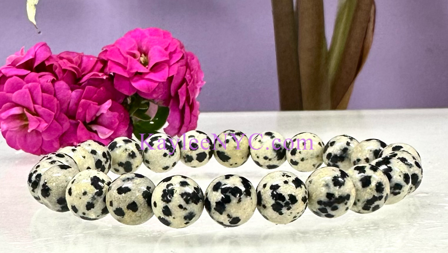 Wholesale 6 Pcs Natural Dalmatian Jasper 8mm 7.5” Crystal Healing Stretch Bracelet