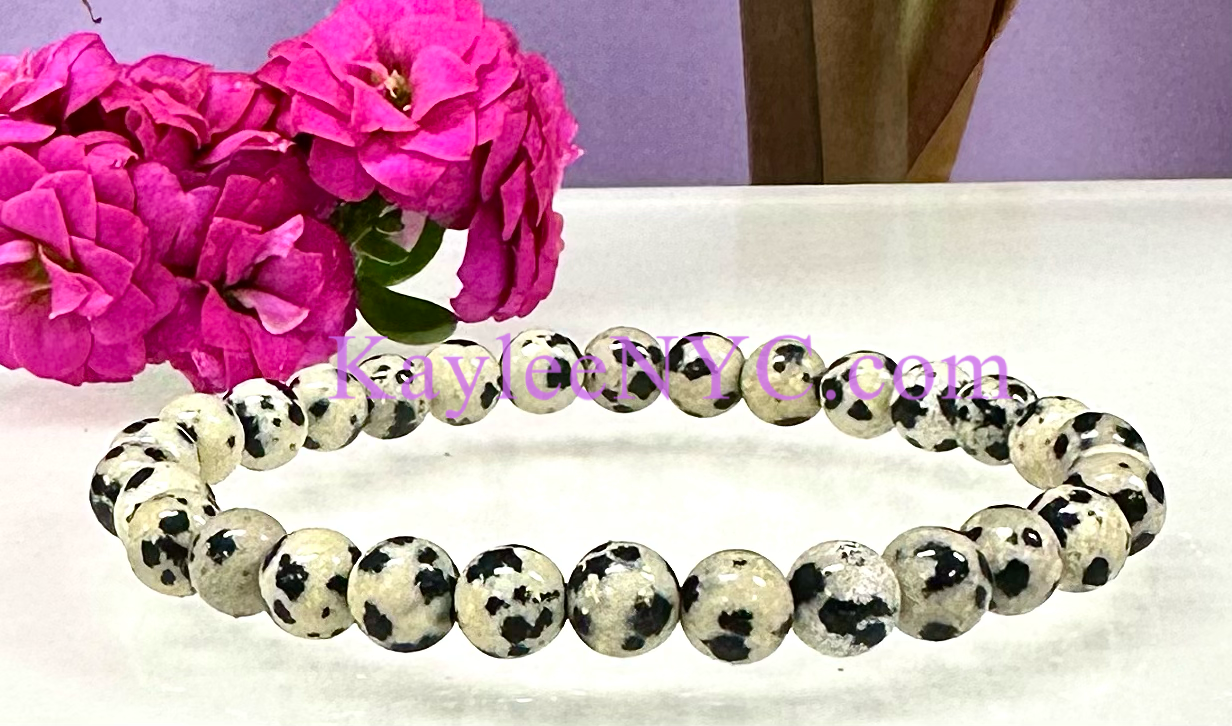 Wholesale 6 Pcs Natural Dalmatian Jasper 6mm 7.5” Crystal Healing Stretch Bracelet