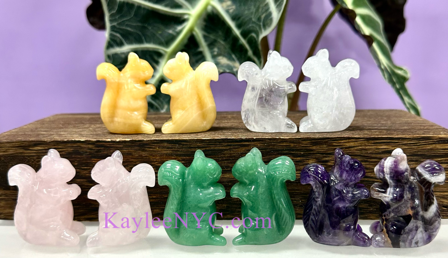 10 PCs 2” Natural Crystals Squirrel Carving