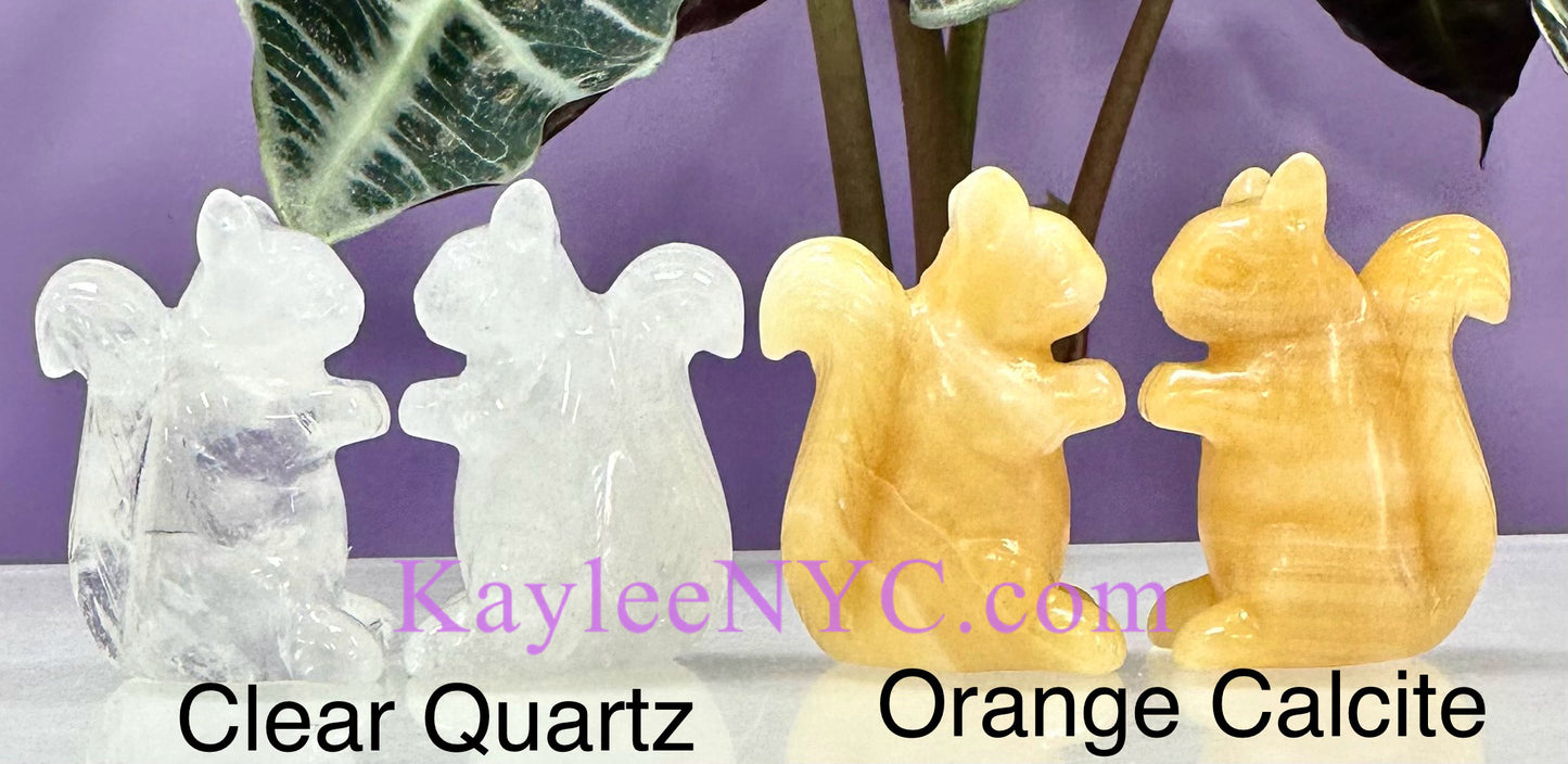 10 PCs 2” Natural Crystals Squirrel Carving