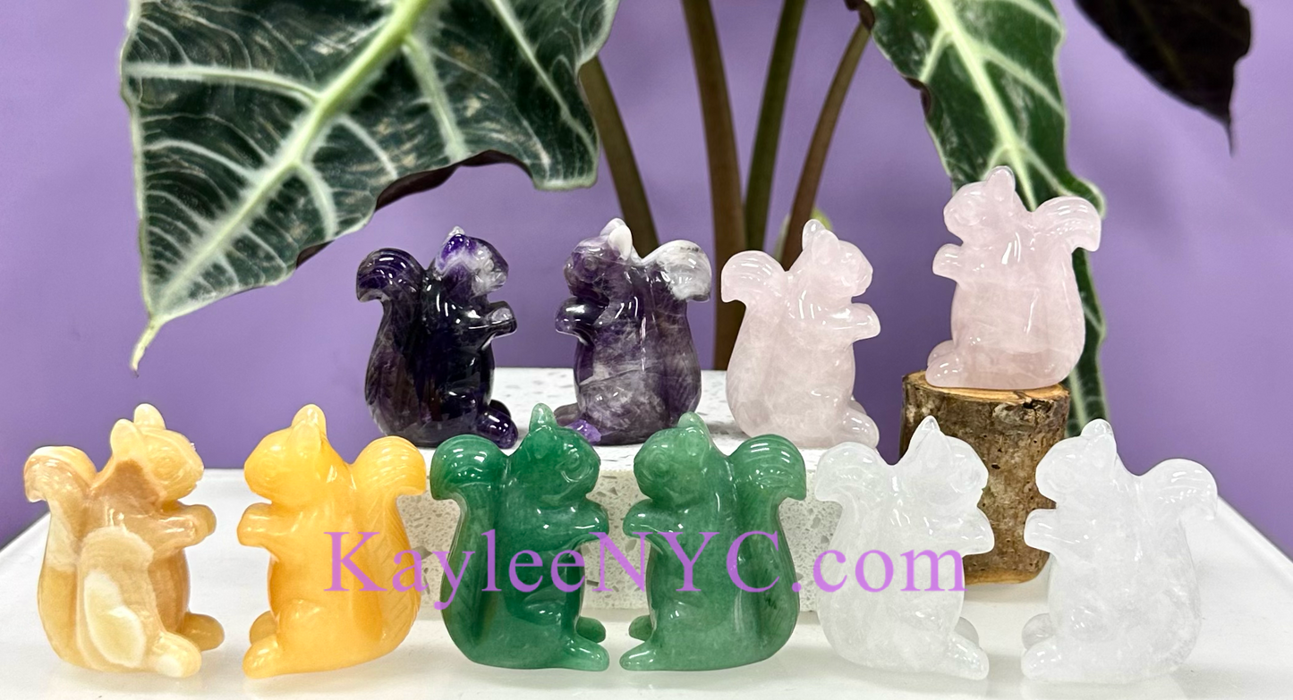 10 PCs 2” Natural Crystals Squirrel Carving