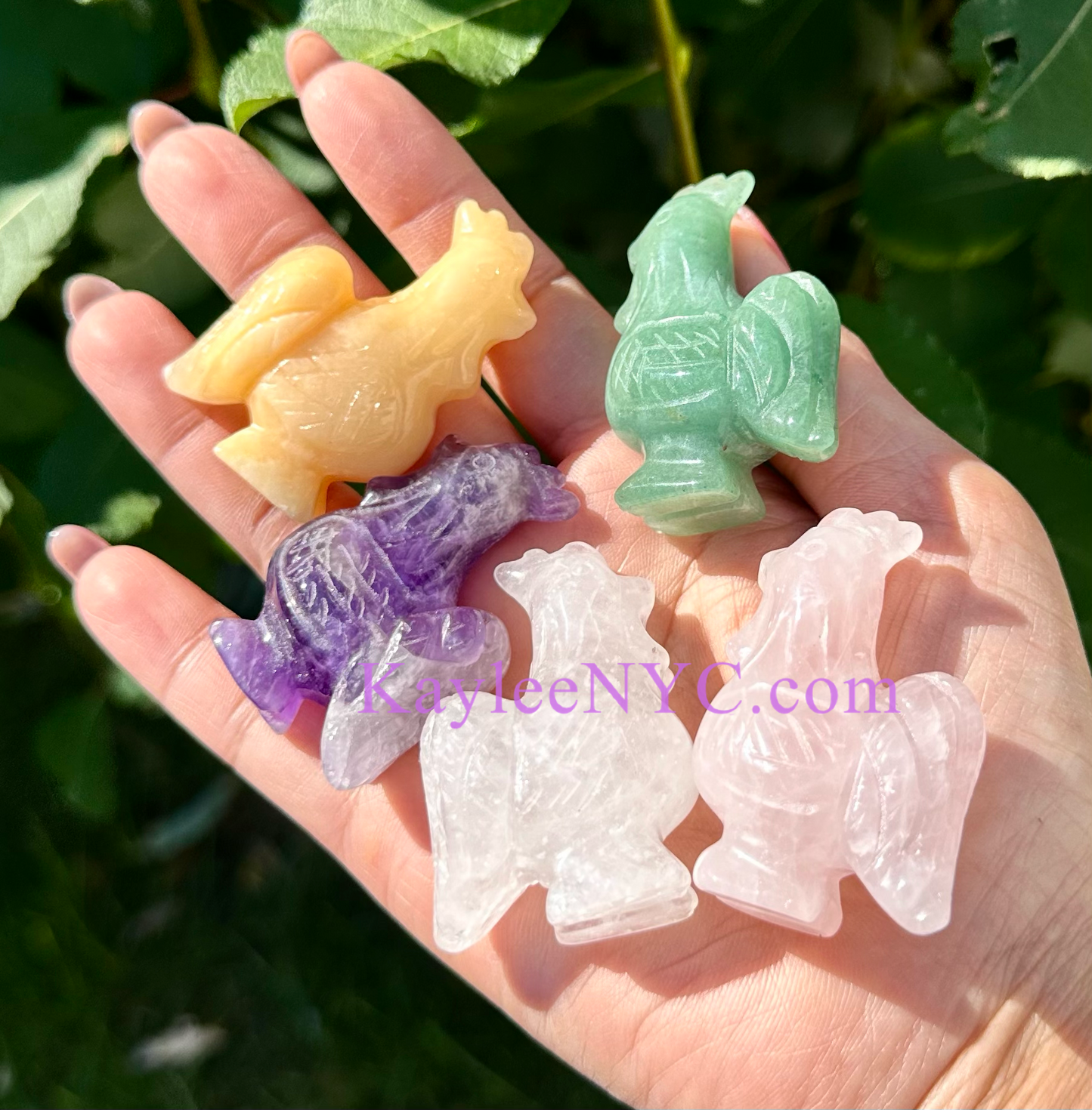 10 PCs 2” Natural Crystals Rooster Carving