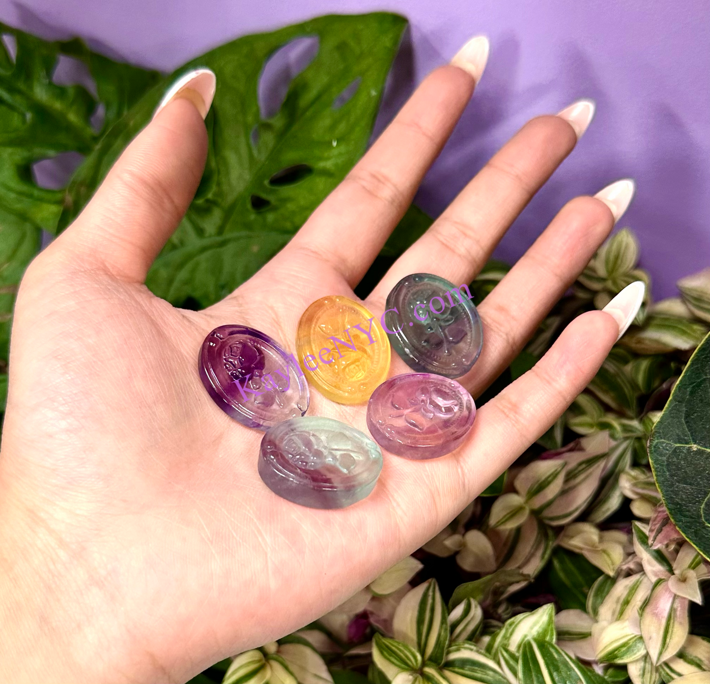 10 PCs 1” Natural Candy Fluorite Rose Carving