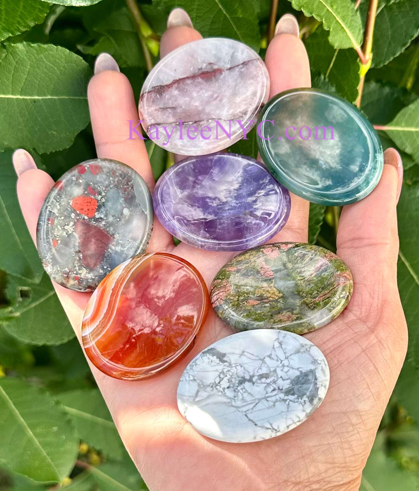 11 PCs Natural Crystal Worry Stone Healing Energy