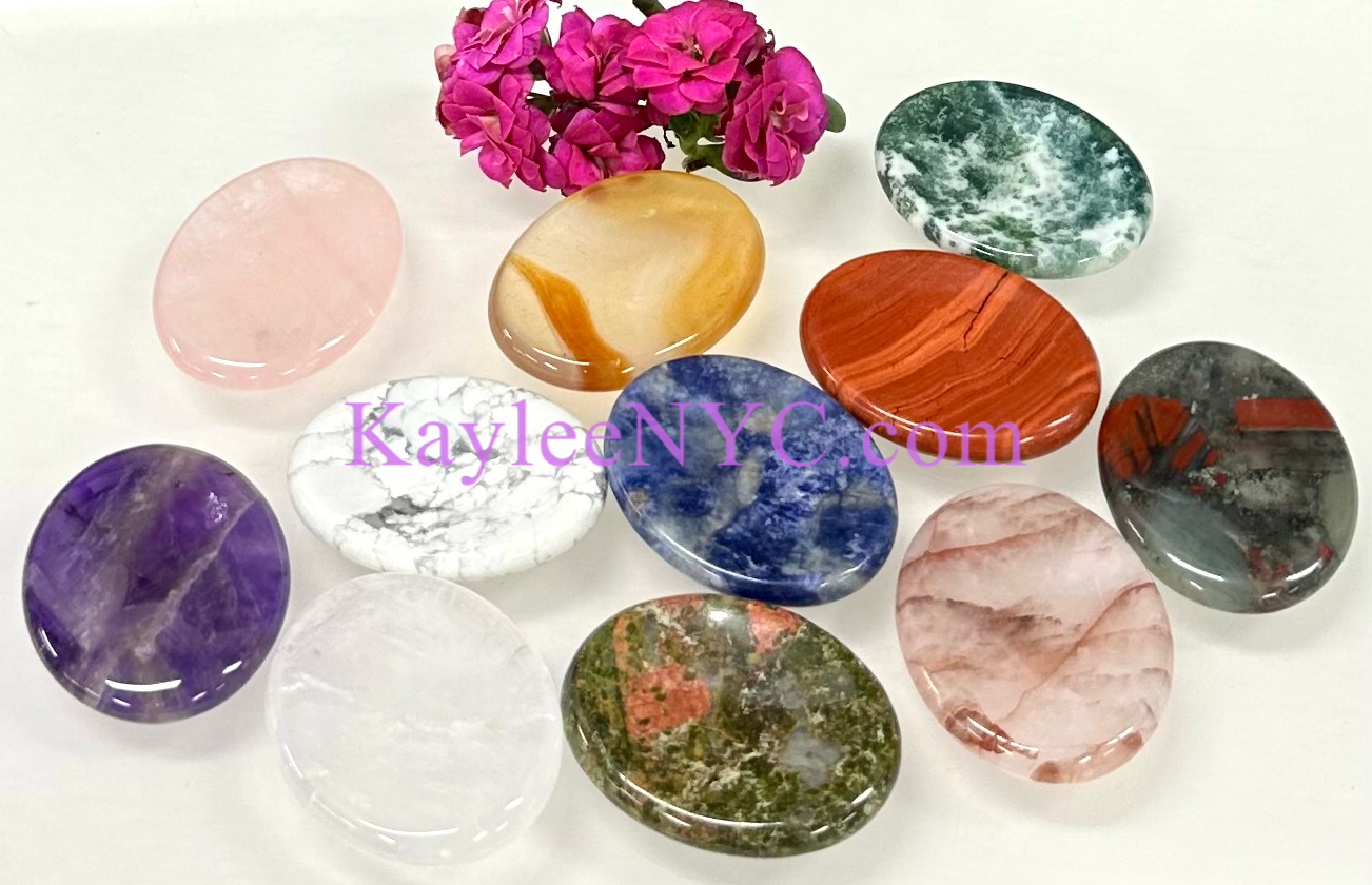 11 PCs Natural Crystal Worry Stone Healing Energy