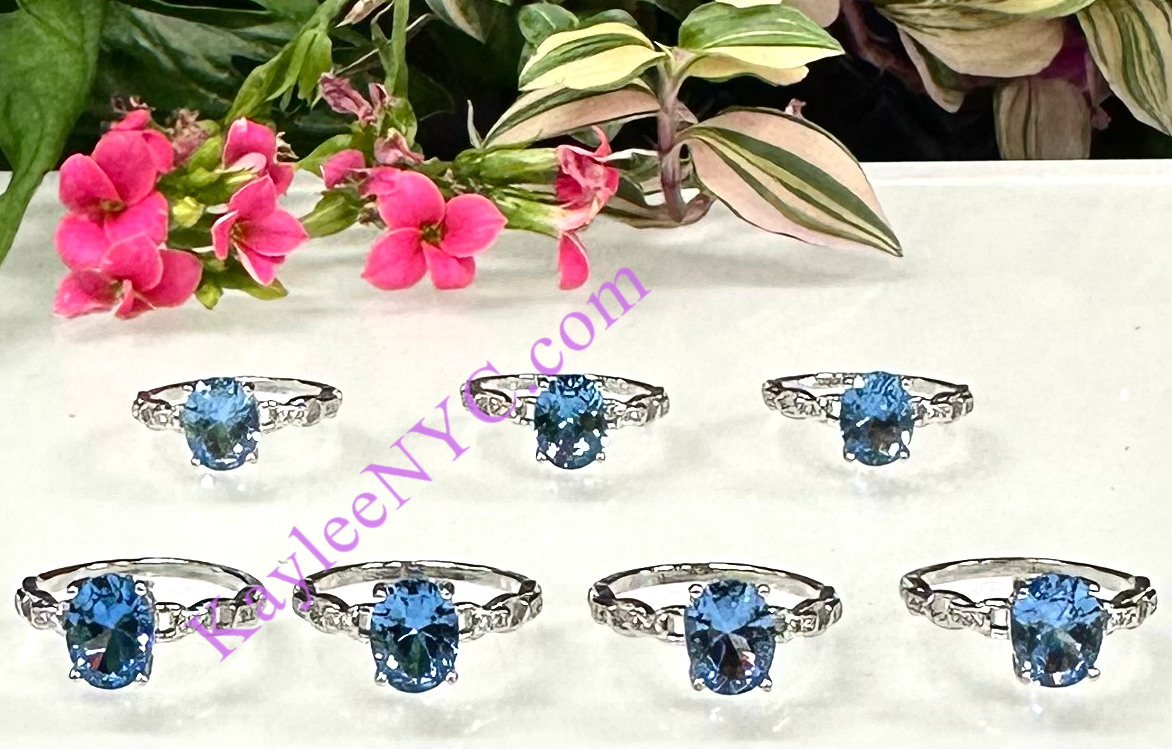 7 pcs Natural Topaz White Bronze Ring