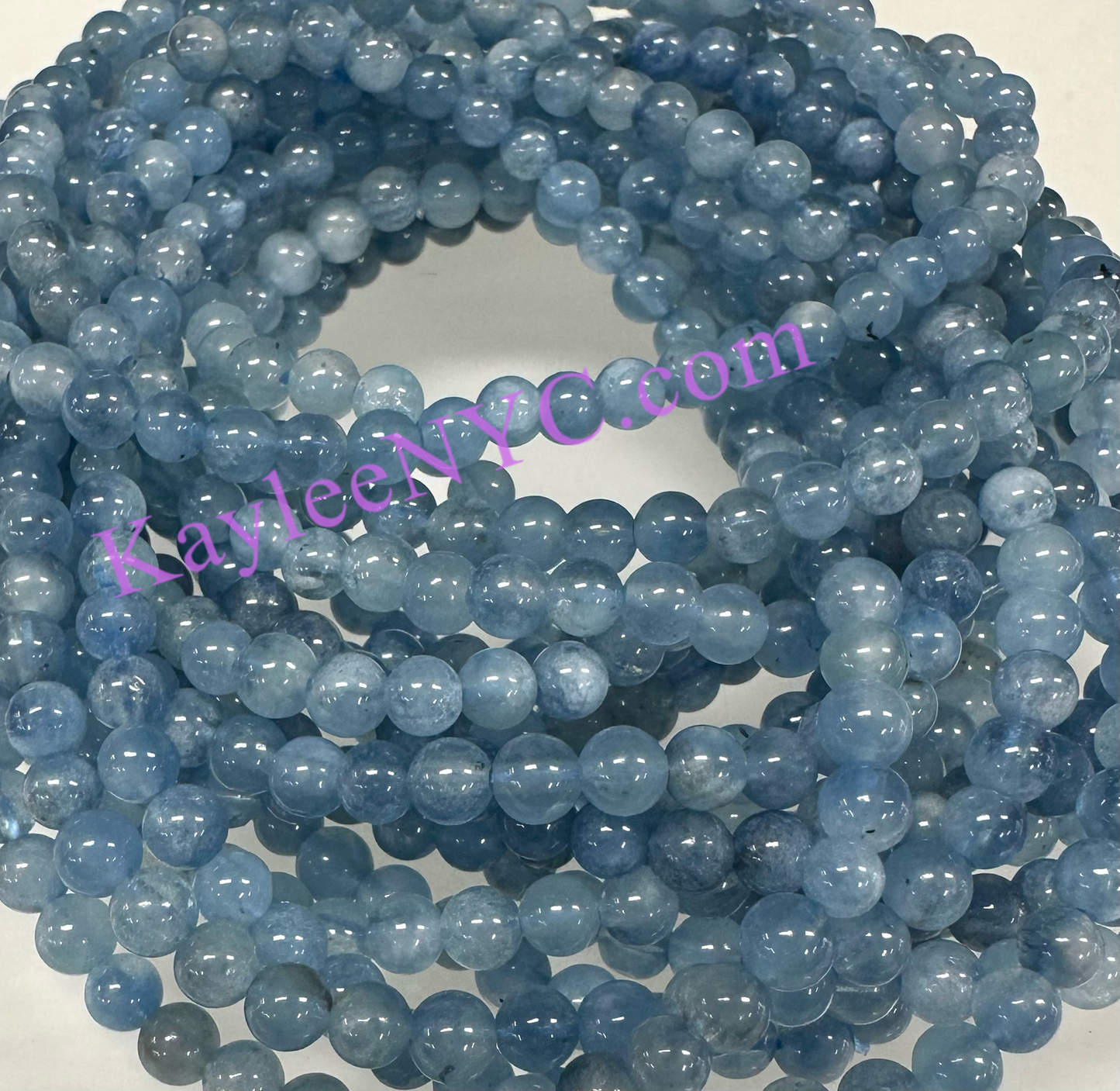 Wholesale Lot 6 Pcs Natural Aquamarine 4mm 7.5” Crystal Healing Stretch Bracelet