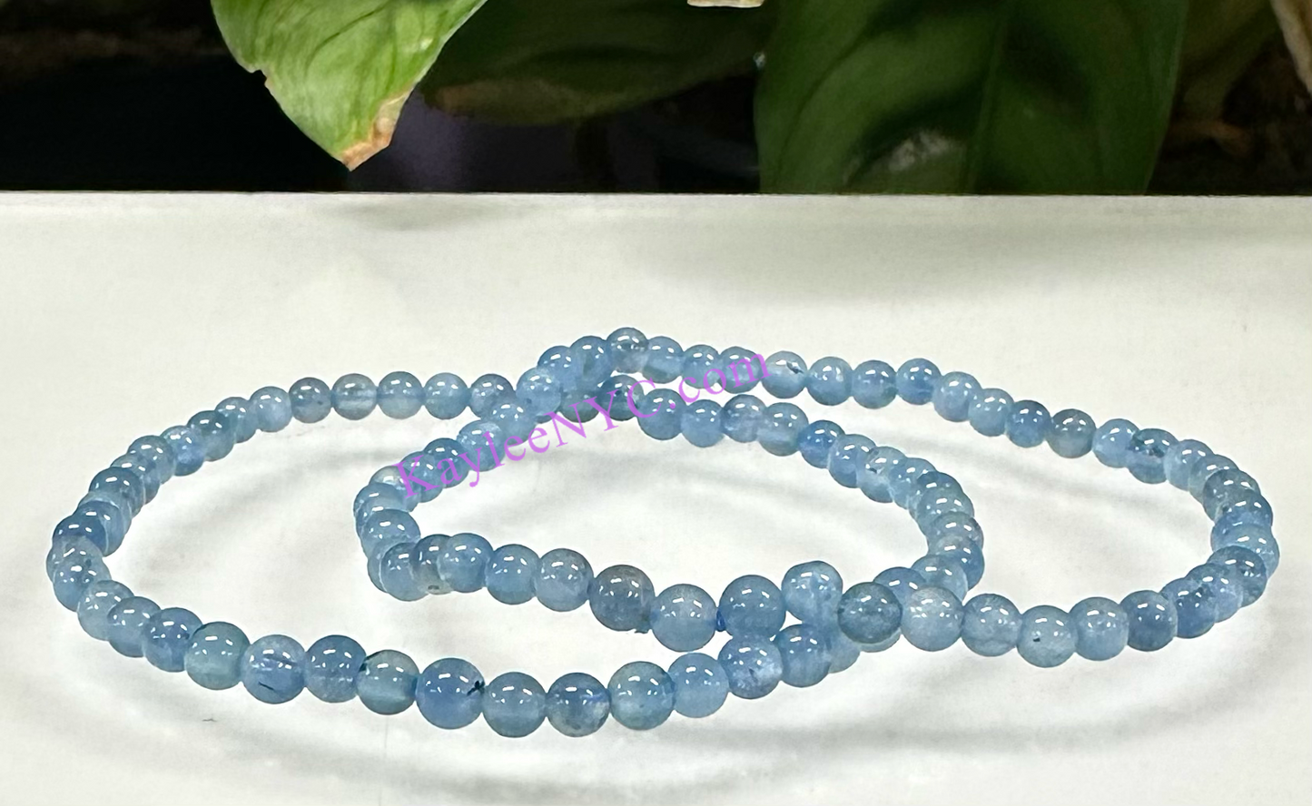 Wholesale Lot 6 Pcs Natural Aquamarine 4mm 7.5” Crystal Healing Stretch Bracelet