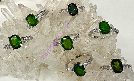 7 pcs Natural Diopside White Bronze Ring