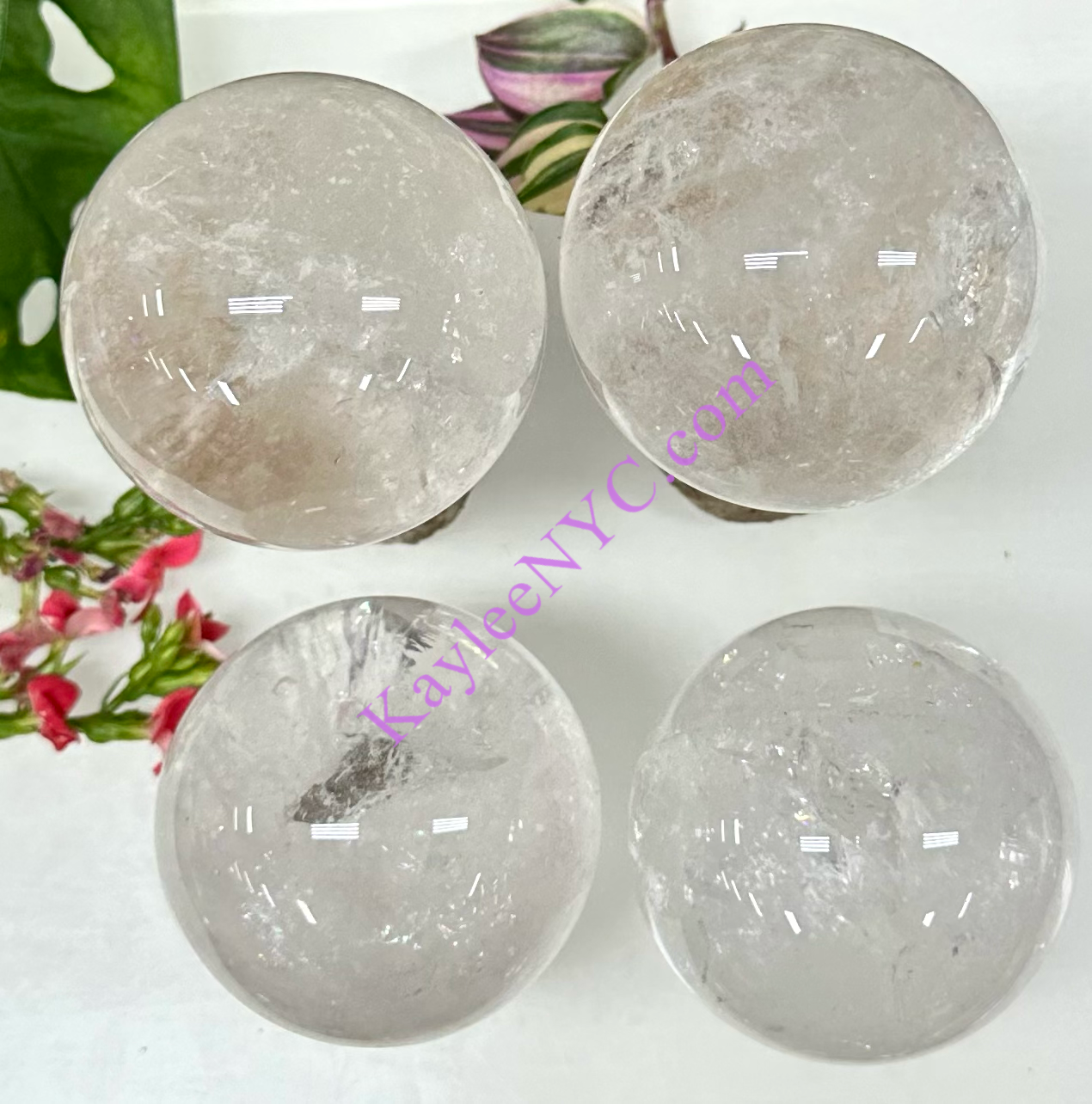 Wholesale Lot 4 pcs Natural Clear Quartz Crystal Spheres Healing