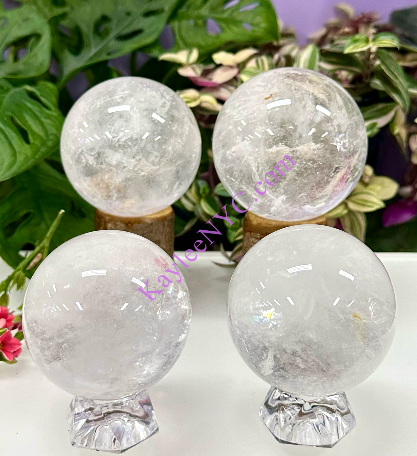 Wholesale Lot 4 pcs Natural Clear Quartz Crystal Spheres Healing