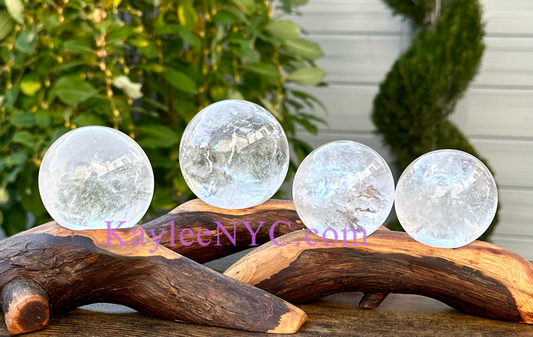 Wholesale Lot 4 pcs Natural Clear Quartz Crystal Spheres Healing