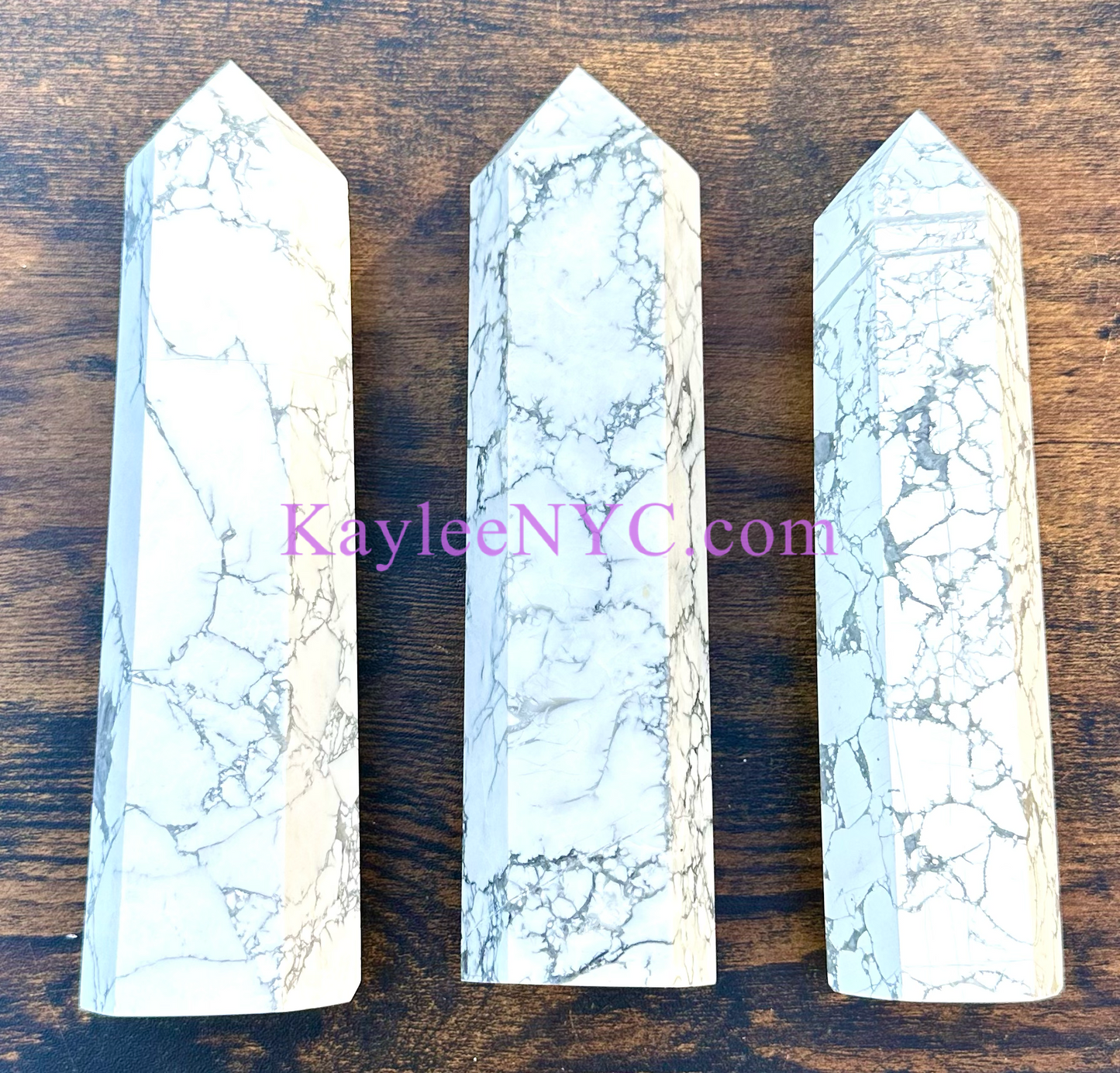 3 PCs large Natural Howlite Obelisk Tower