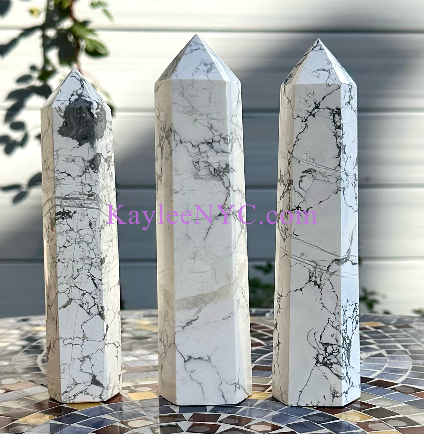 3 PCs large Natural Howlite Obelisk Tower