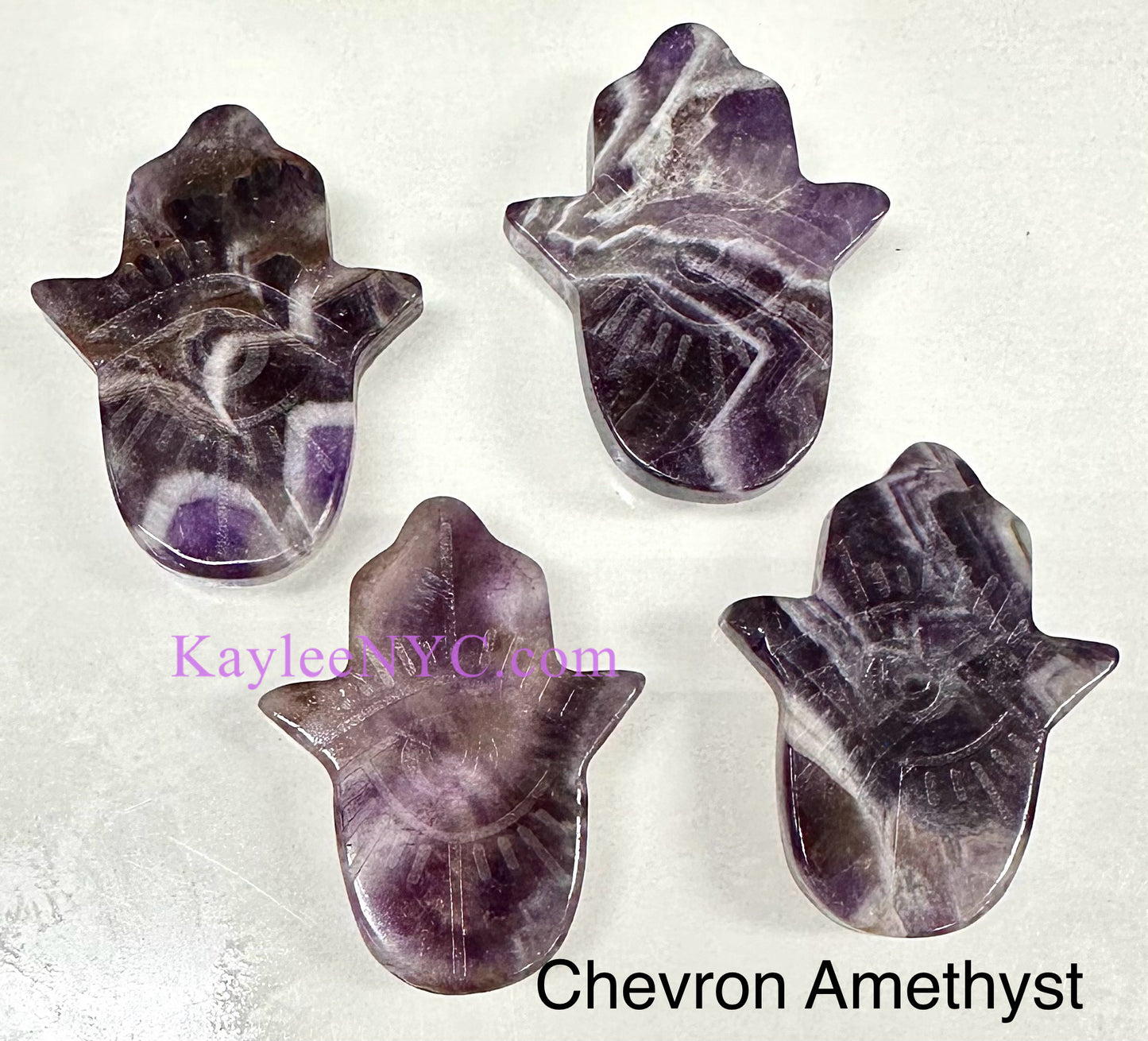 12 PCs 6cm Natural Fluorite Hamsa Evil Eye