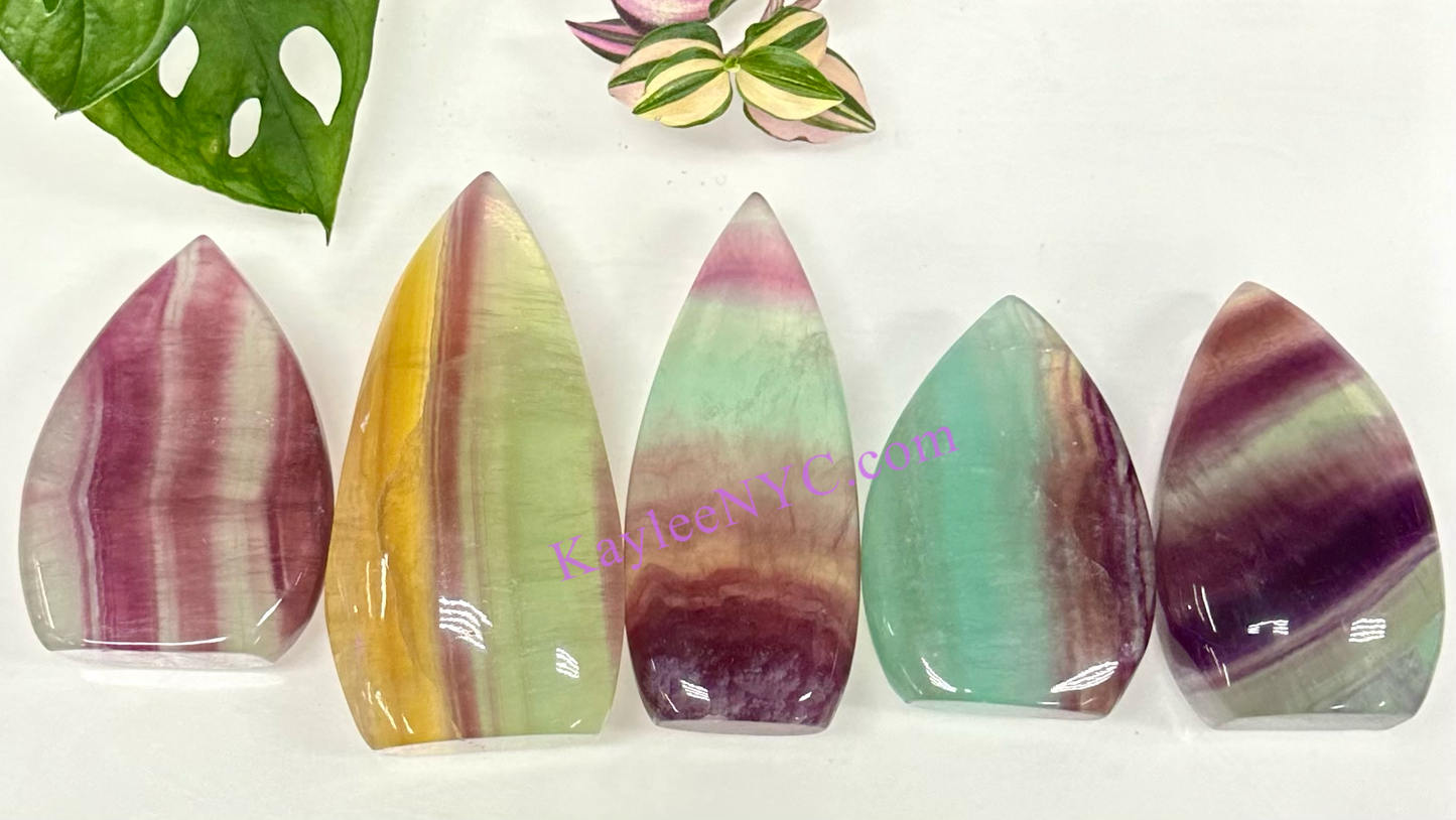 5 PCs Natural Candy Fluorite Freeform