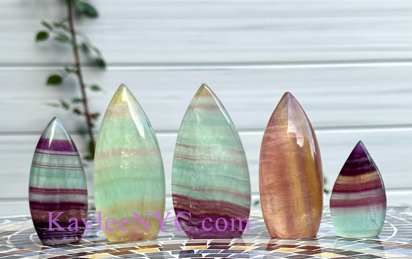 5 PCs Natural Candy Fluorite Freeform