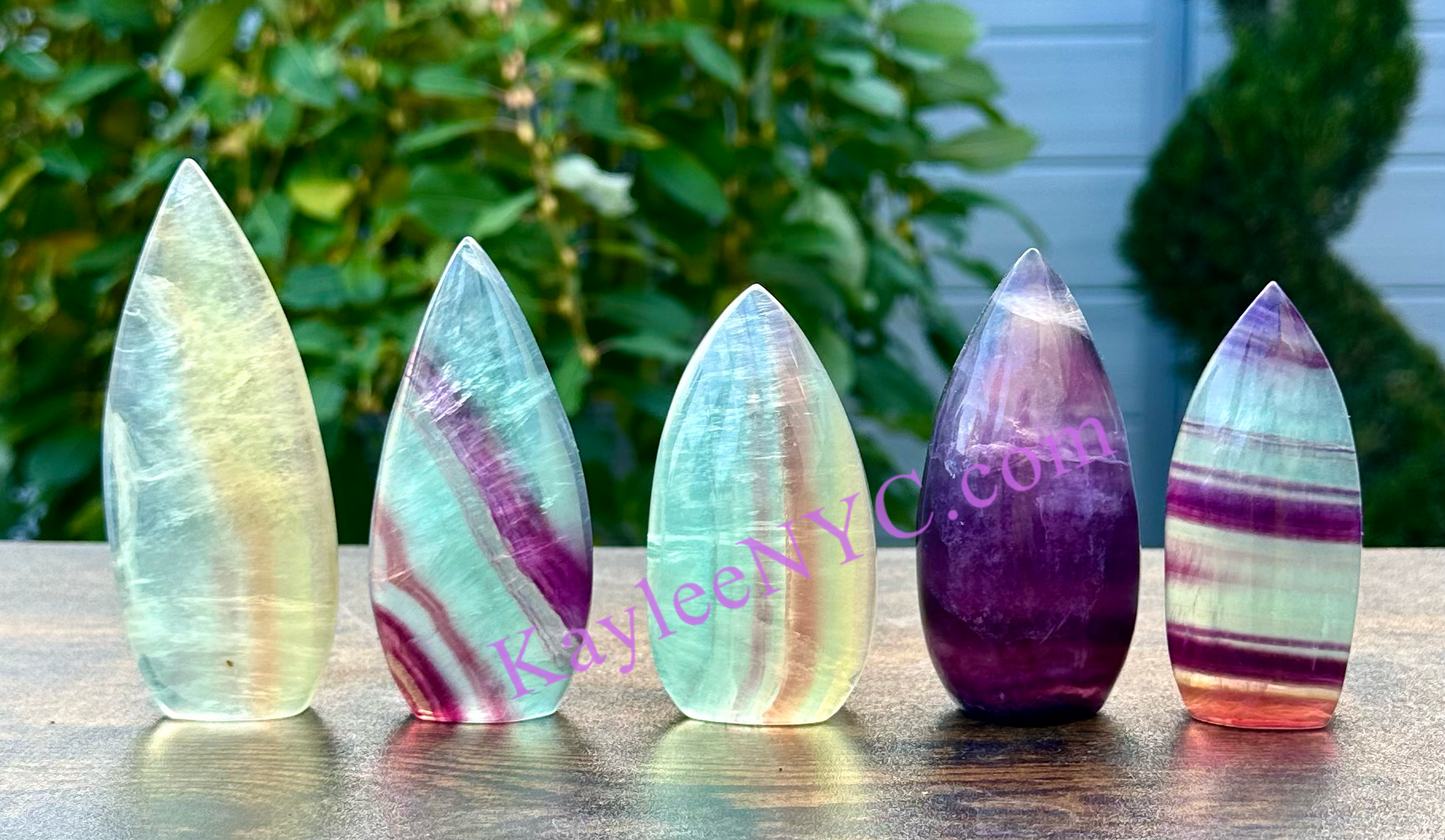 5 PCs Natural Candy Fluorite Freeform