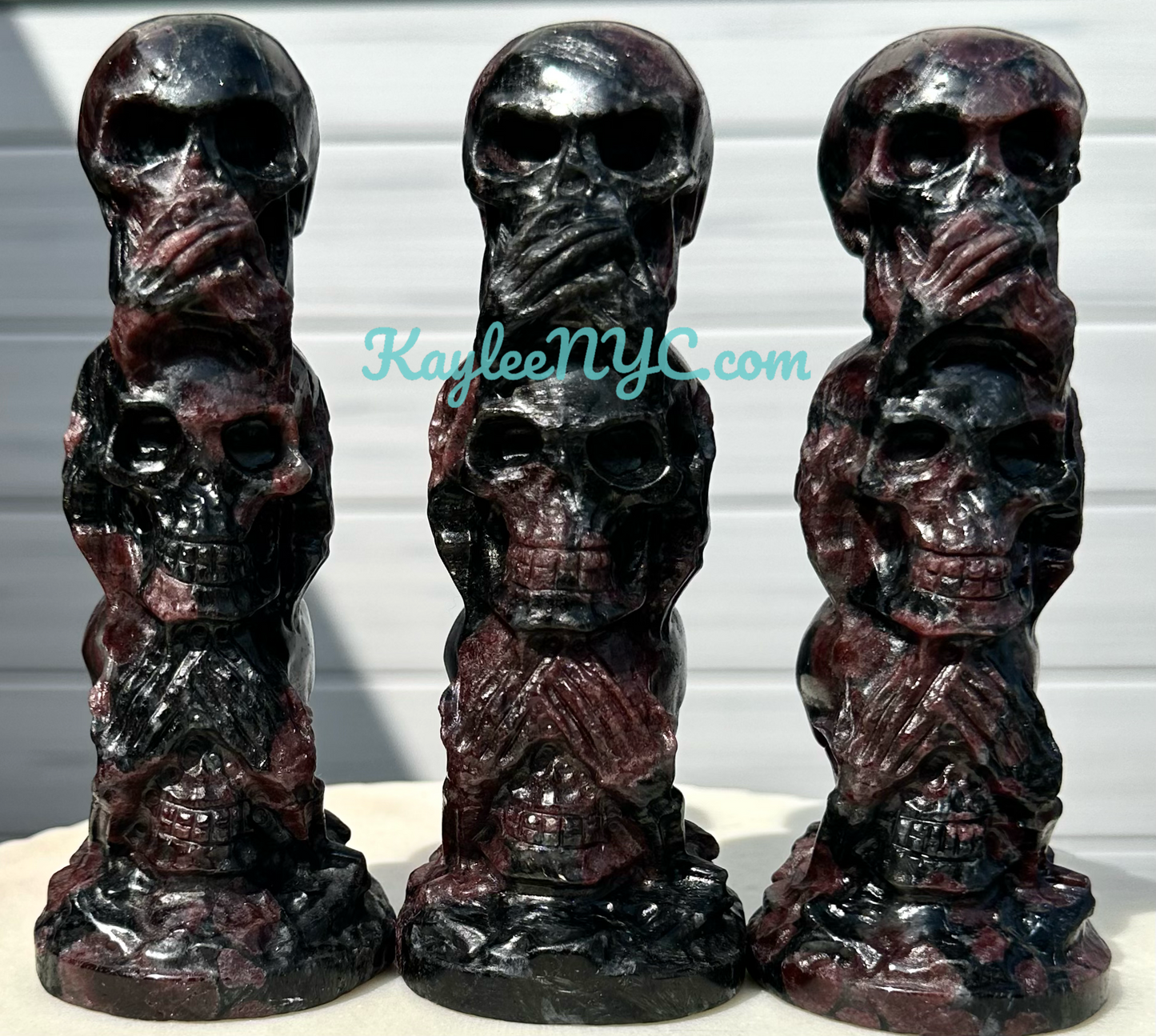 3 PCs 6” Natural Garnet  Crystal Skulls