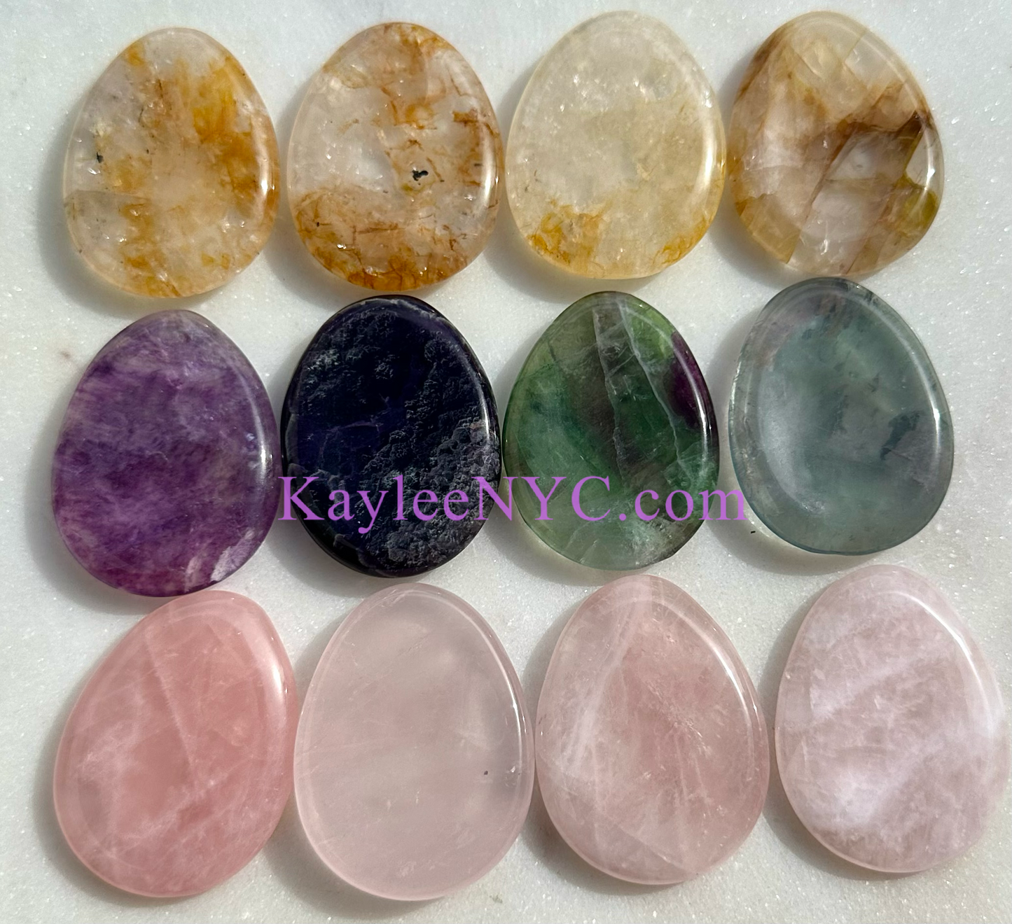 12 PCs Natural Crystal Worry Stone Healing Energy