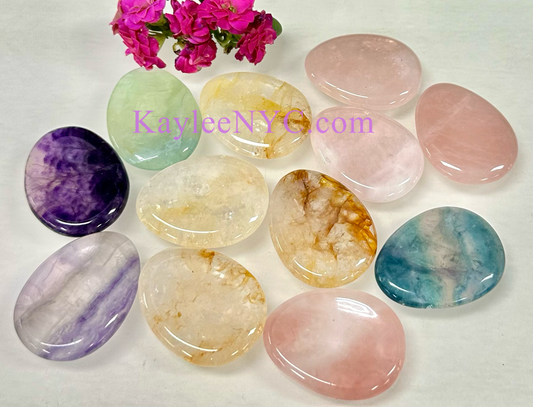 12 PCs Natural Crystal Worry Stone Healing Energy