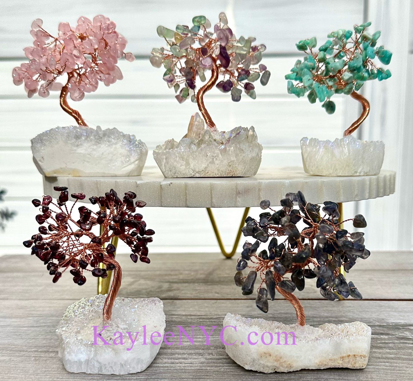 Wholesale Lot 5 Pcs Bonsai Tree with Angel Aura Quartz Cluster Base