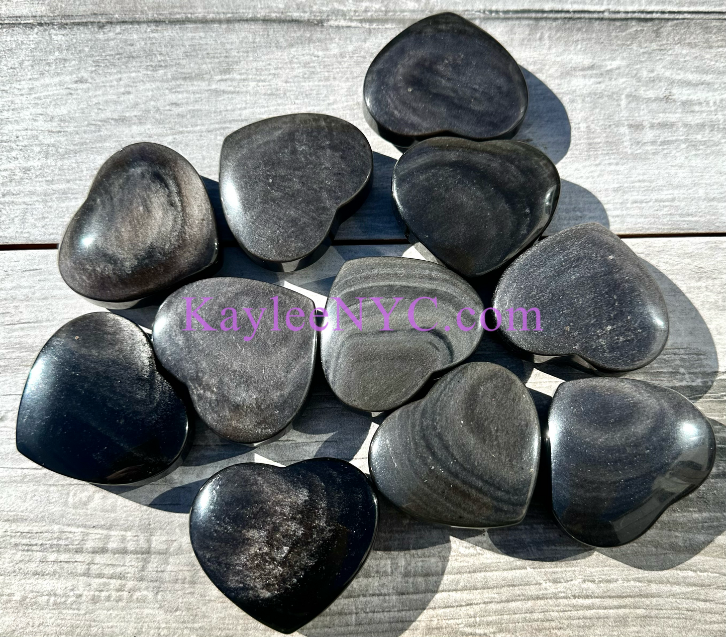 Wholesale Lot 2 lb Natural Silver Sheen Obsidian Crystal Heart Healing Energy