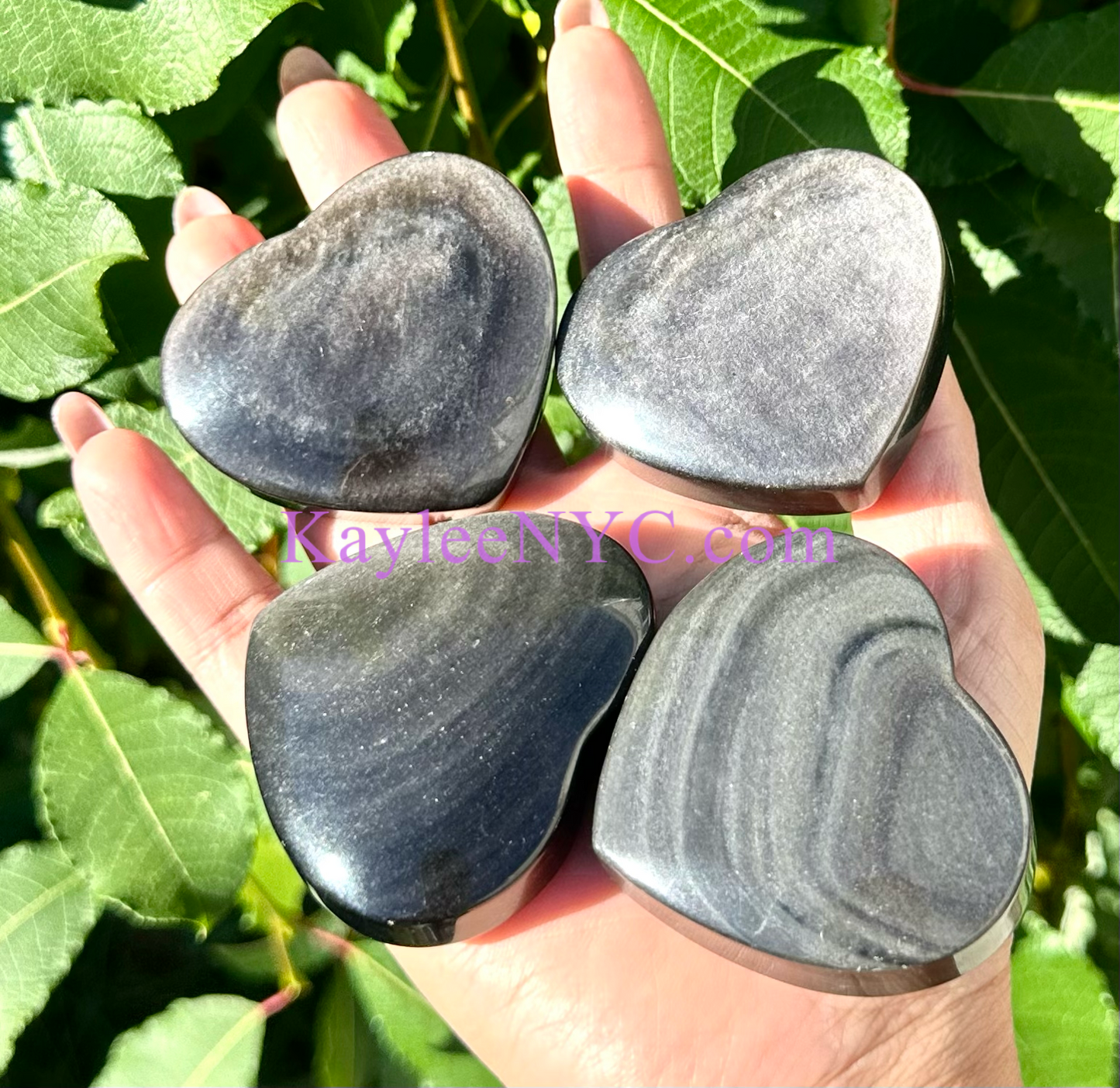 Wholesale Lot 2 lb Natural Silver Sheen Obsidian Crystal Heart Healing Energy