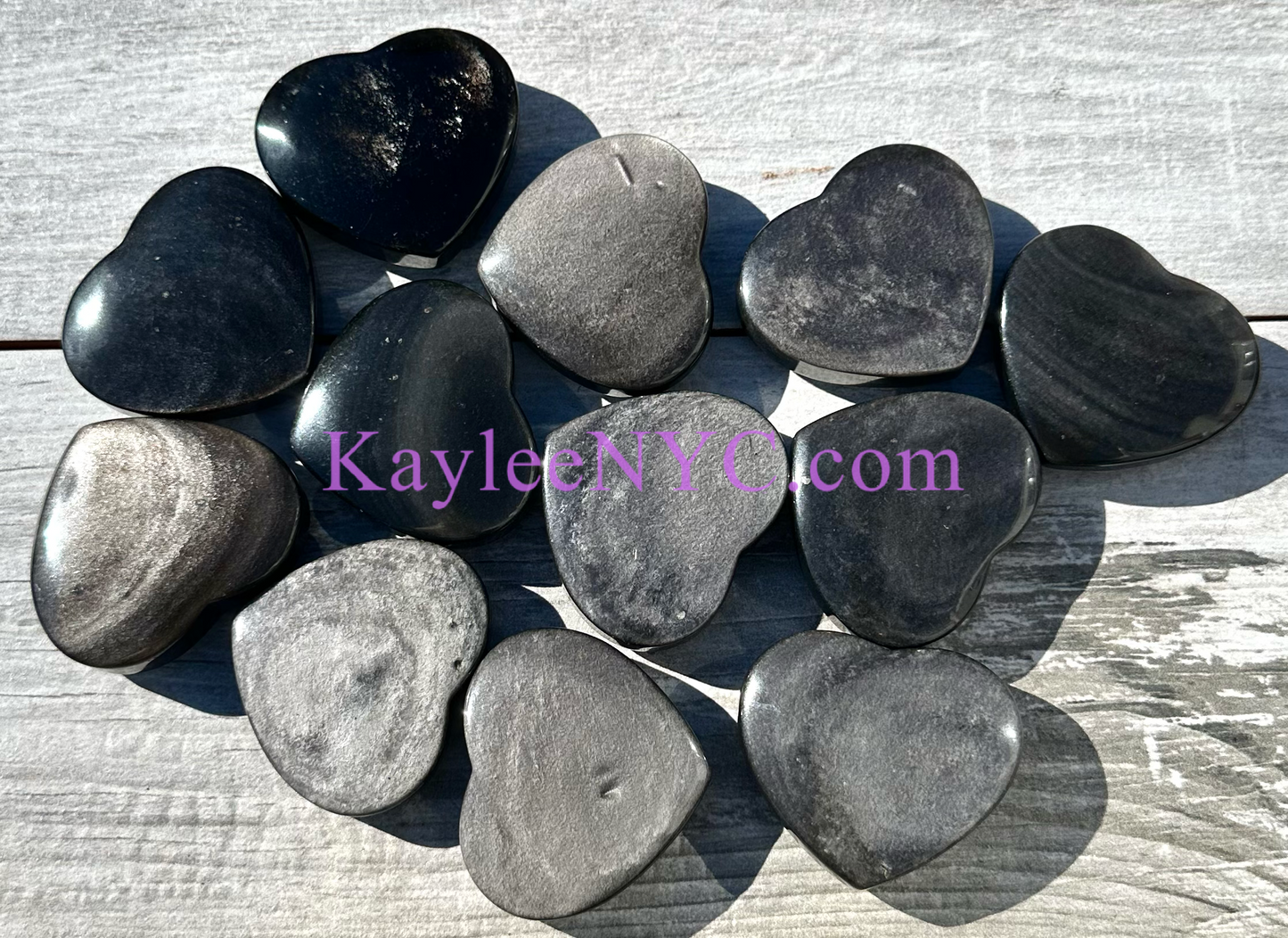 Wholesale Lot 2 lb Natural Silver Sheen Obsidian Crystal Heart Healing Energy