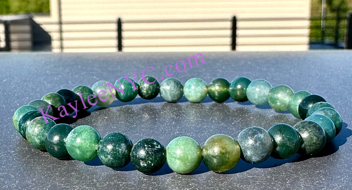 Wholesale 6 Pcs Natural Moss Agate 6mm 7.5” Crystal Healing Stretch Bracelet