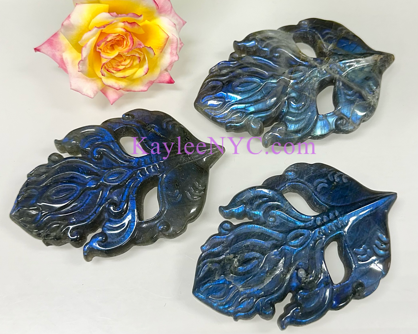 3 PCs Natural Labradorite Mask