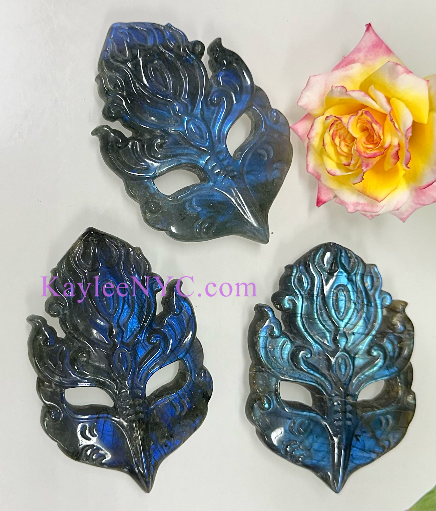 3 PCs Natural Labradorite Mask