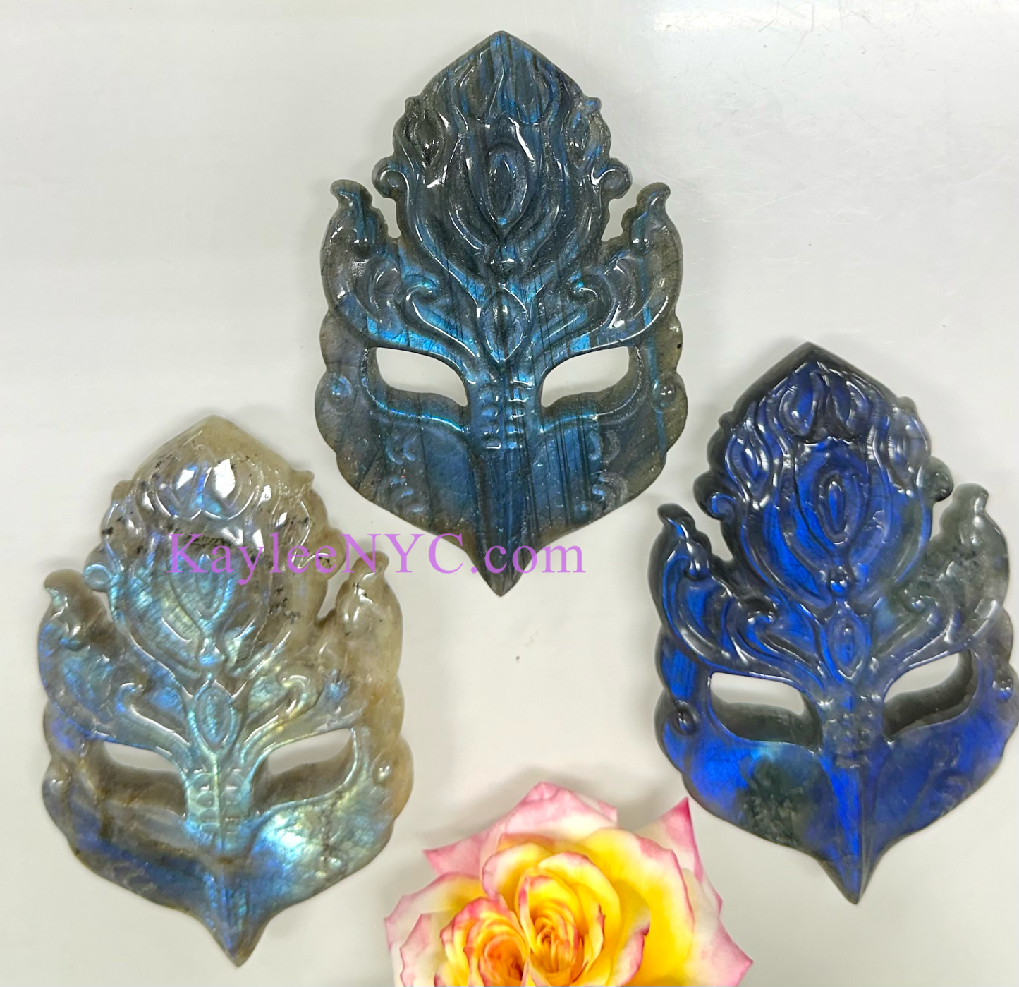 3 PCs Natural Labradorite Mask