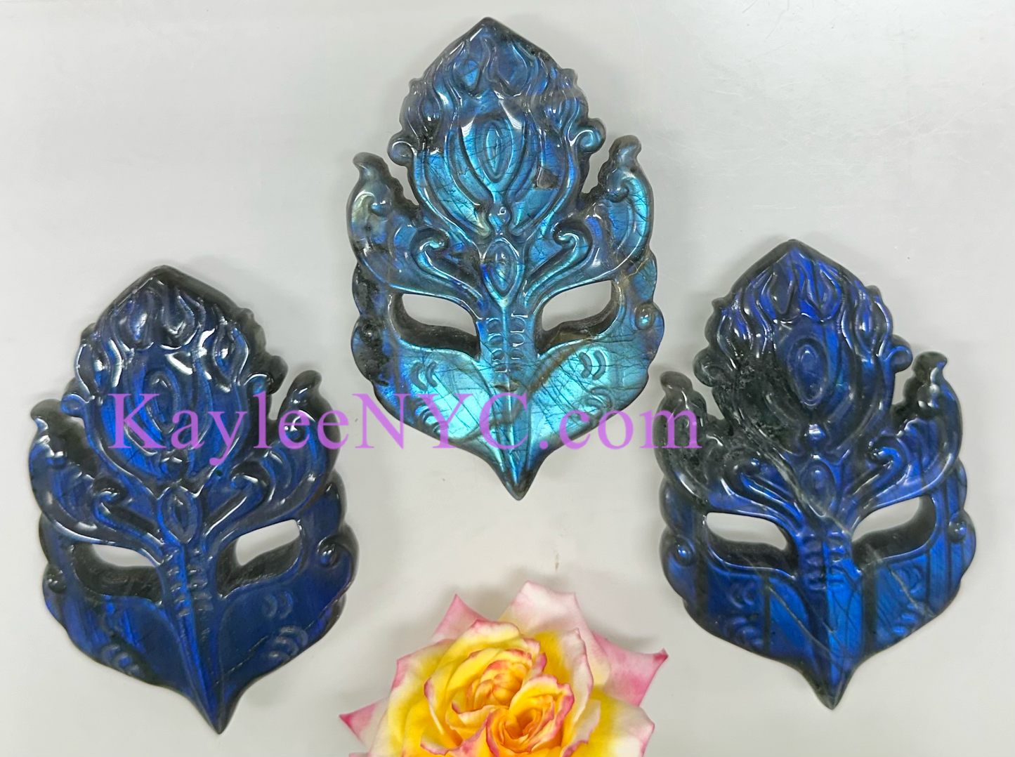 3 PCs Natural Labradorite Mask