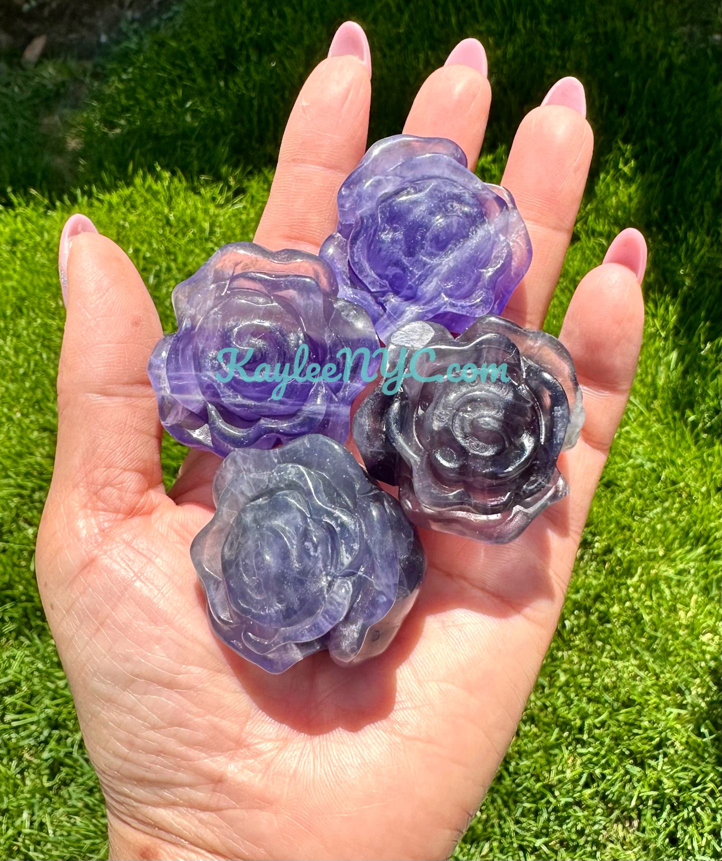 6 PCs 1.5” Natural Fluorite Rose Carving