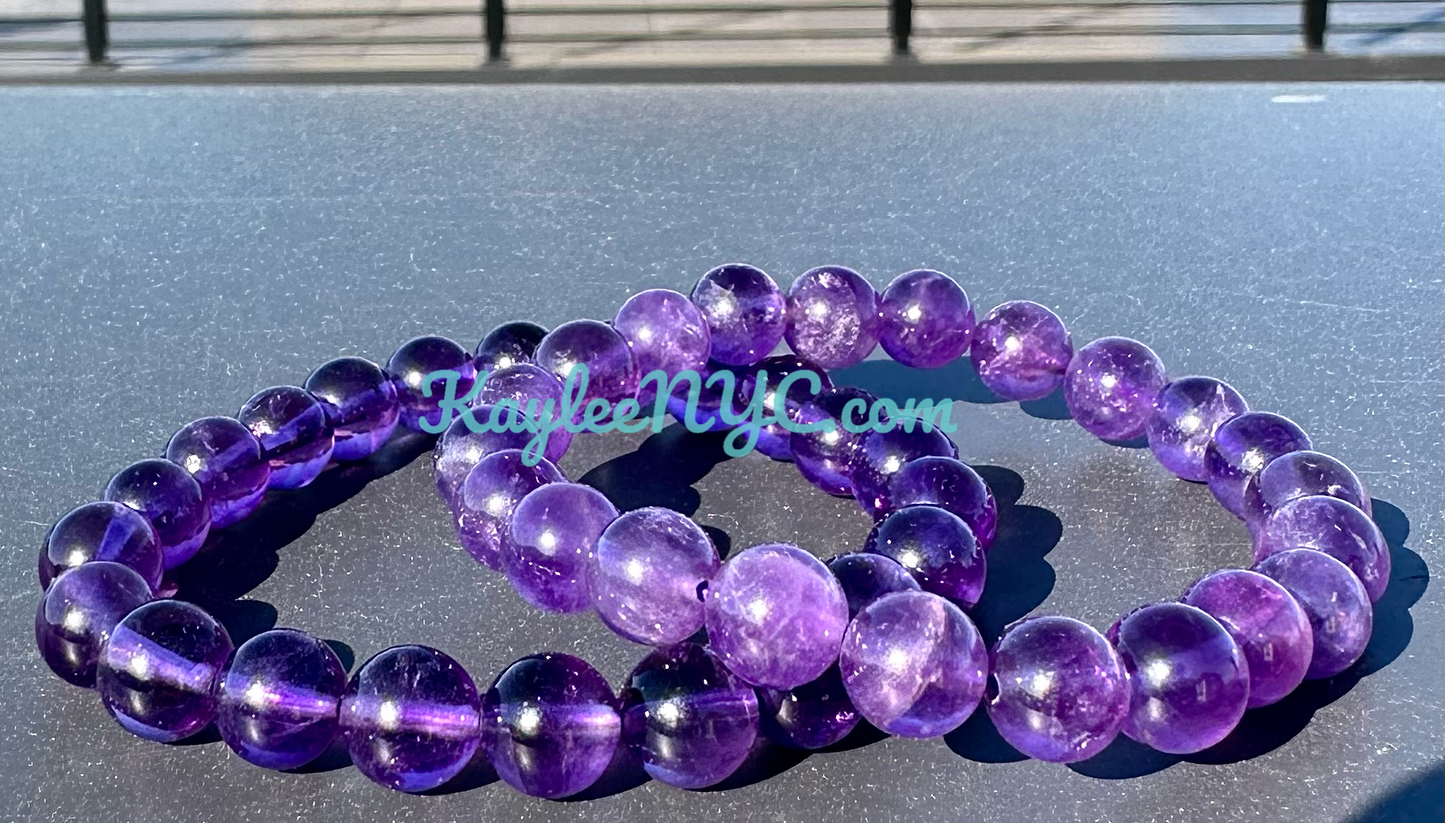 Wholesale 6 Pcs Natural Amethyst 7.8-8mm 7.5” Crystal Healing Stretch Bracelet