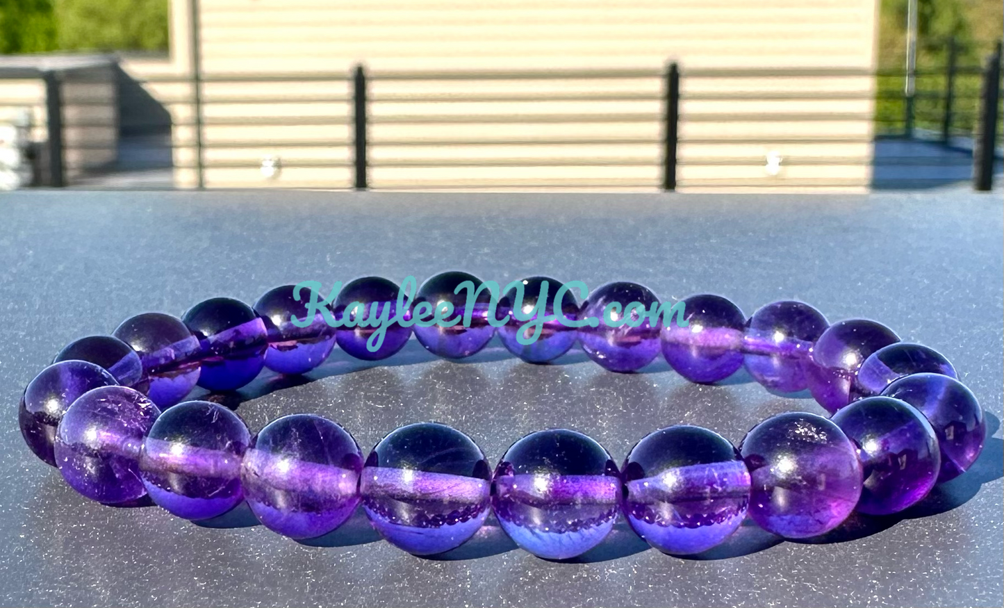 Wholesale 6 Pcs Natural Amethyst 7.8-8mm 7.5” Crystal Healing Stretch Bracelet