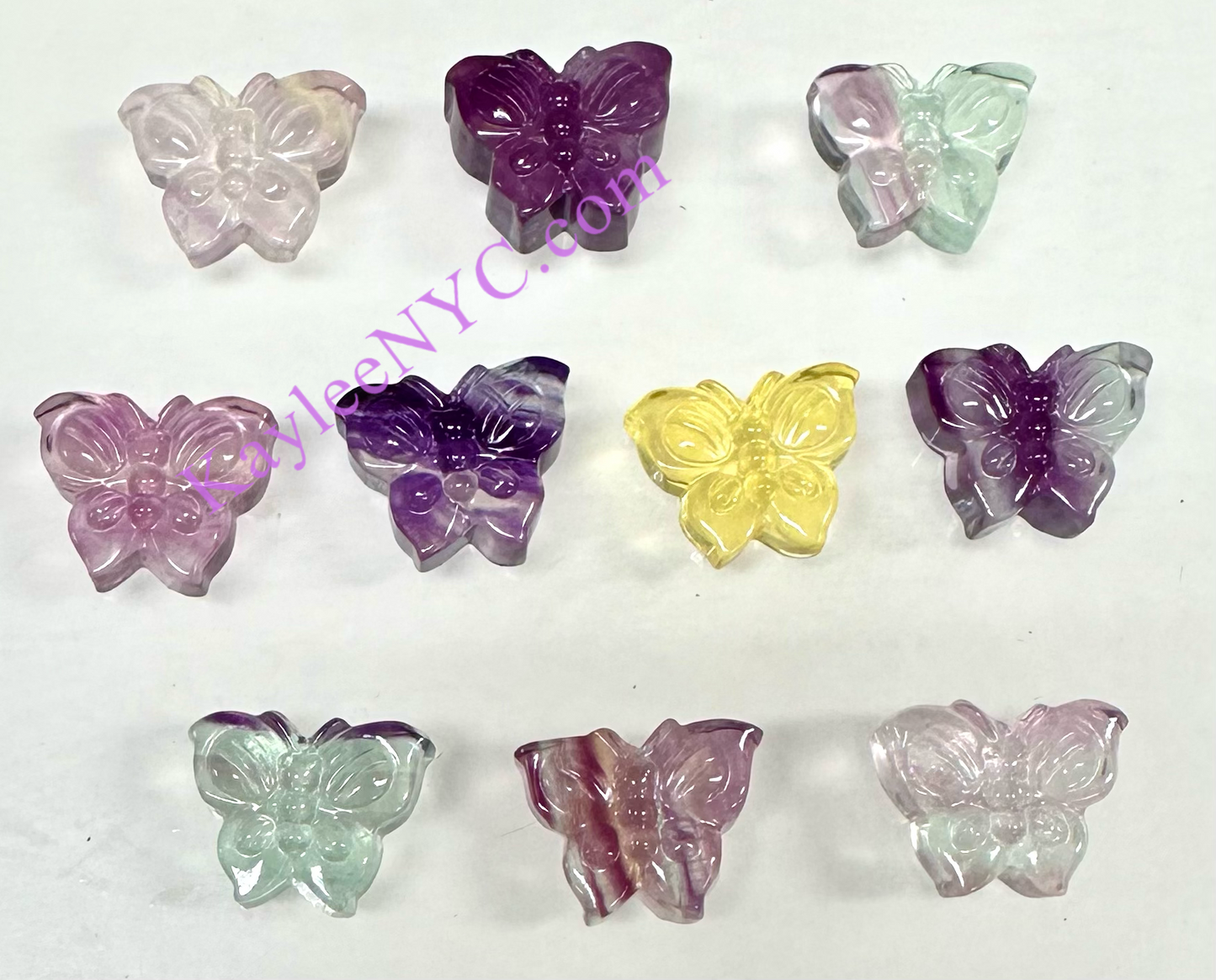 10 PCs 1” Natural Candy Fluorite Butterfly Carving