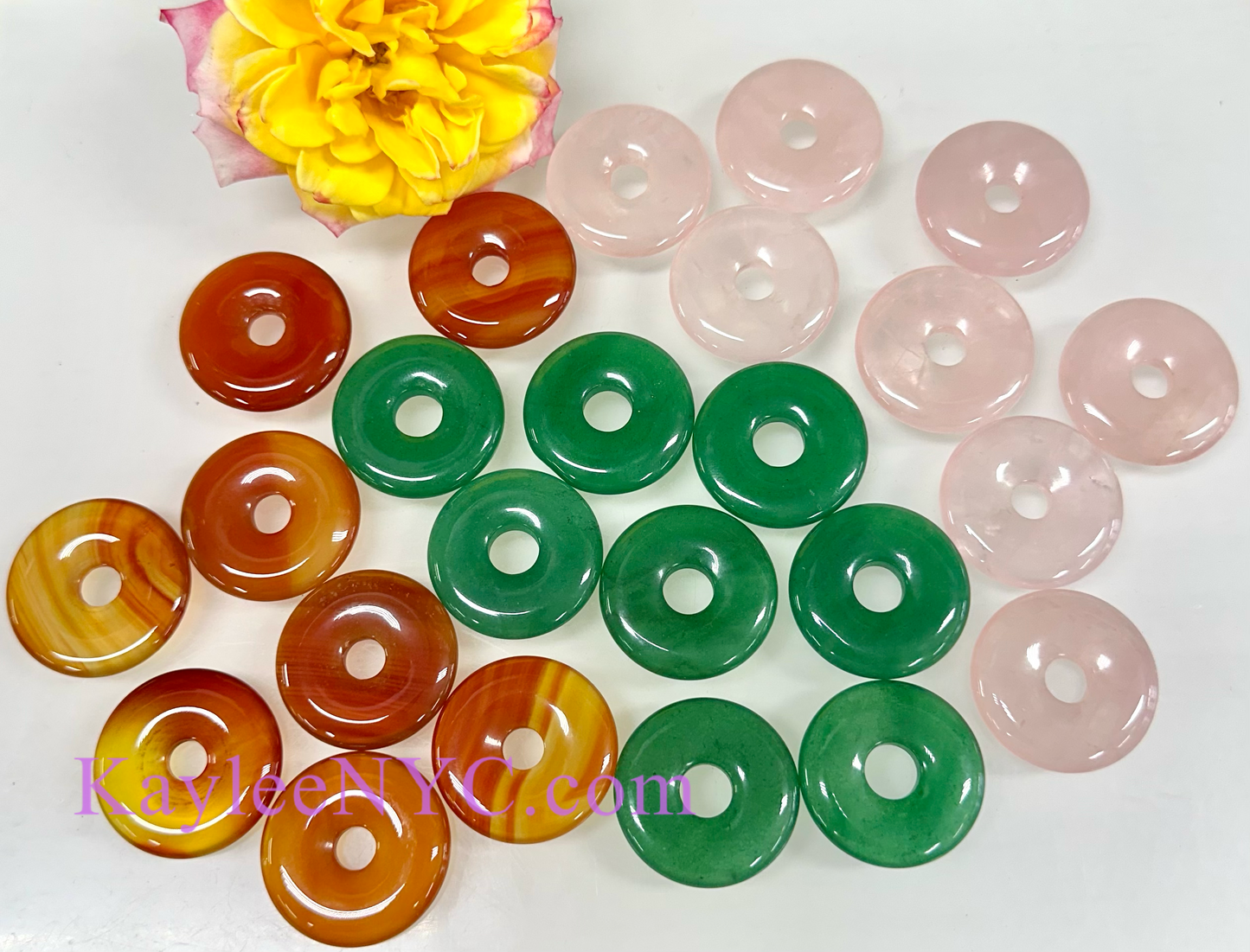 24 PCs Natural Crystal Donuts Healing Energy