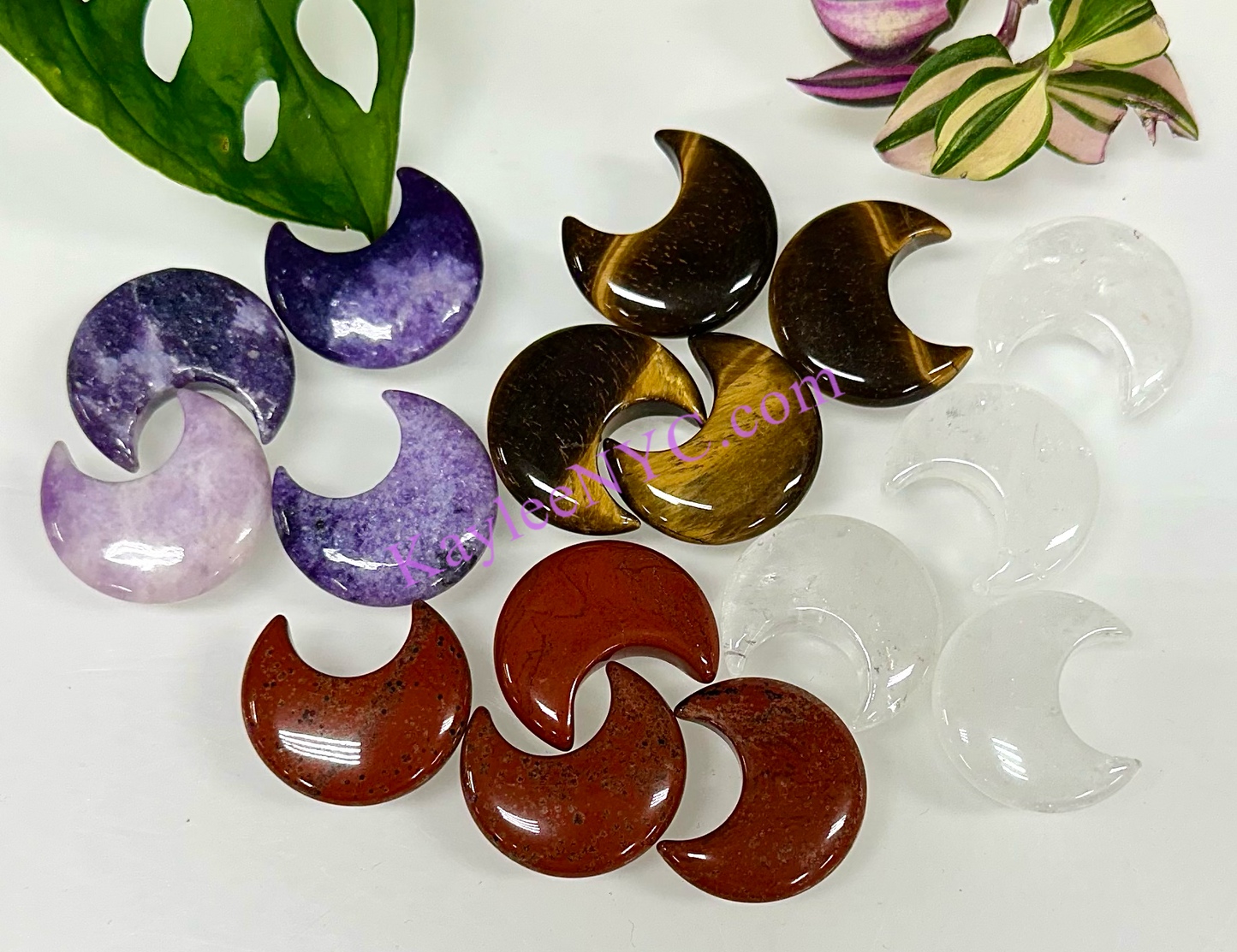 Wholesale Lot 16 Pcs 1.3” Natural Crystal Moons Healing Energy