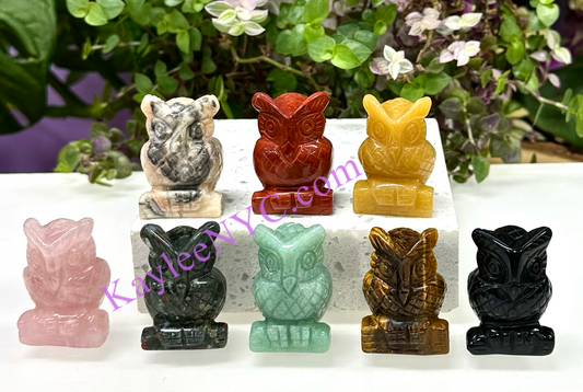 8 PCs 1.5” Natural Crystal Owls