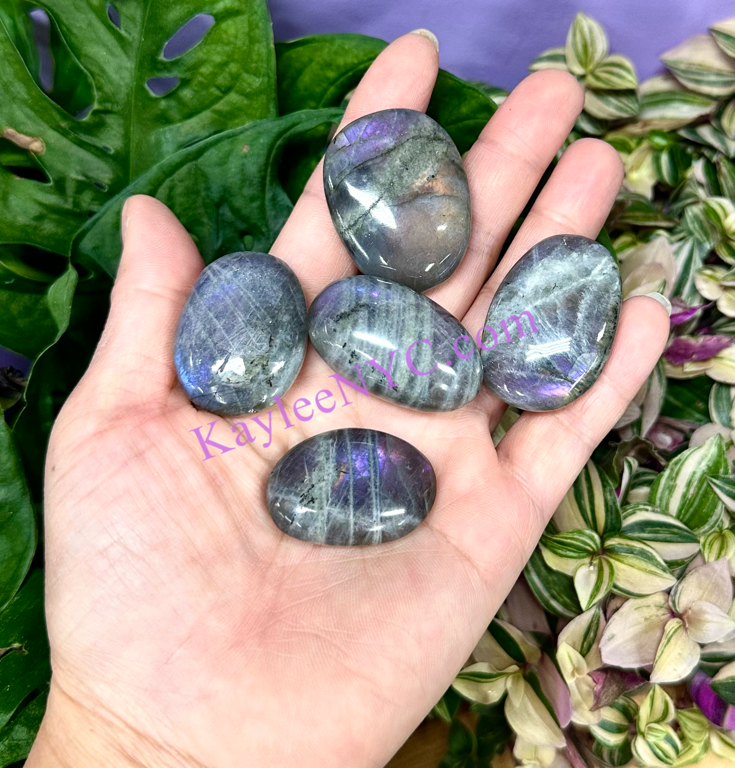 Wholesale Lot 2 Lbs Natural Sunset Labradorite Mini Palm Stone Crystal Nice Quality