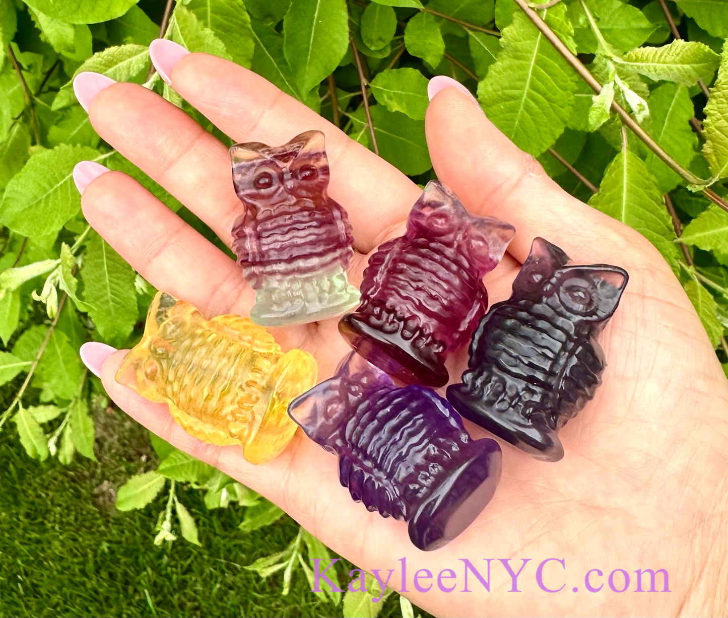 6 PCs 4cm Natural Candy Fluorite Owls Crystal