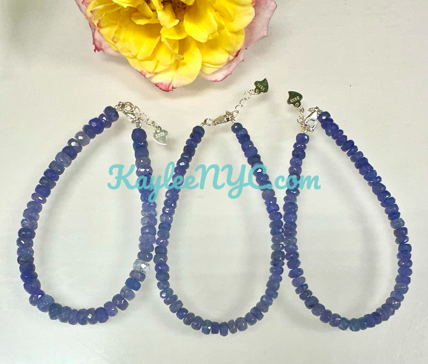 Wholesale 3 Pcs Natural Tanzanite Bracelet with 925 Sterling Silver Clasp 3.5-5mm