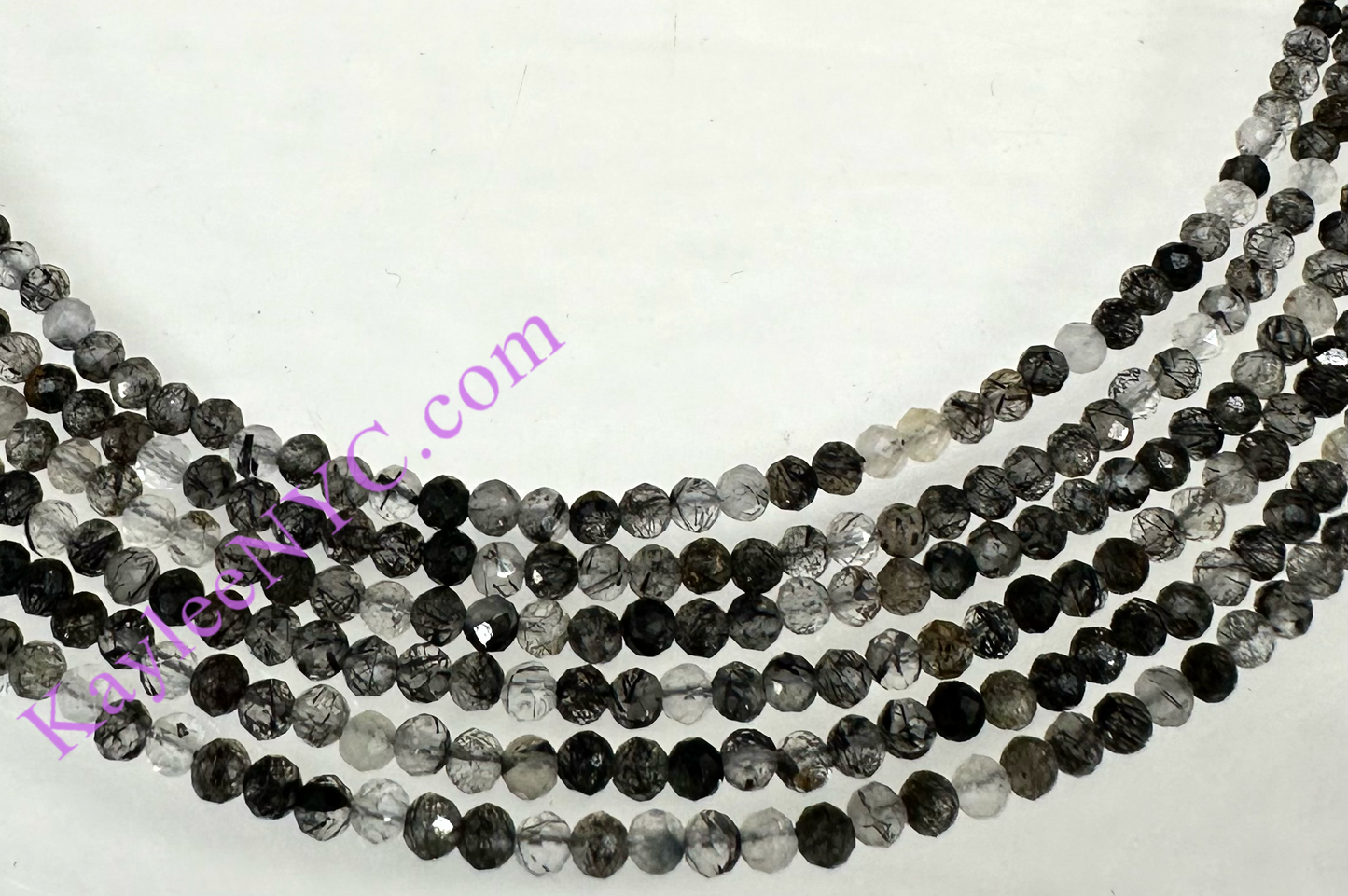 6 PCs 2mm Natural Tourmalinated Quartz Necklaces