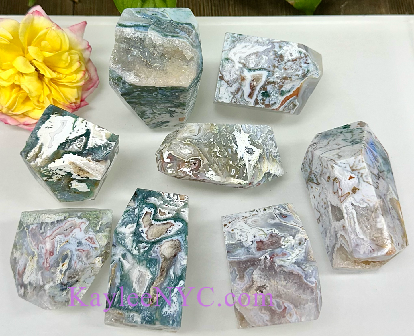 Wholesale Lot 2 lbs Natural Pink Moss Agate Crystal Polished Freeform Healing Energy