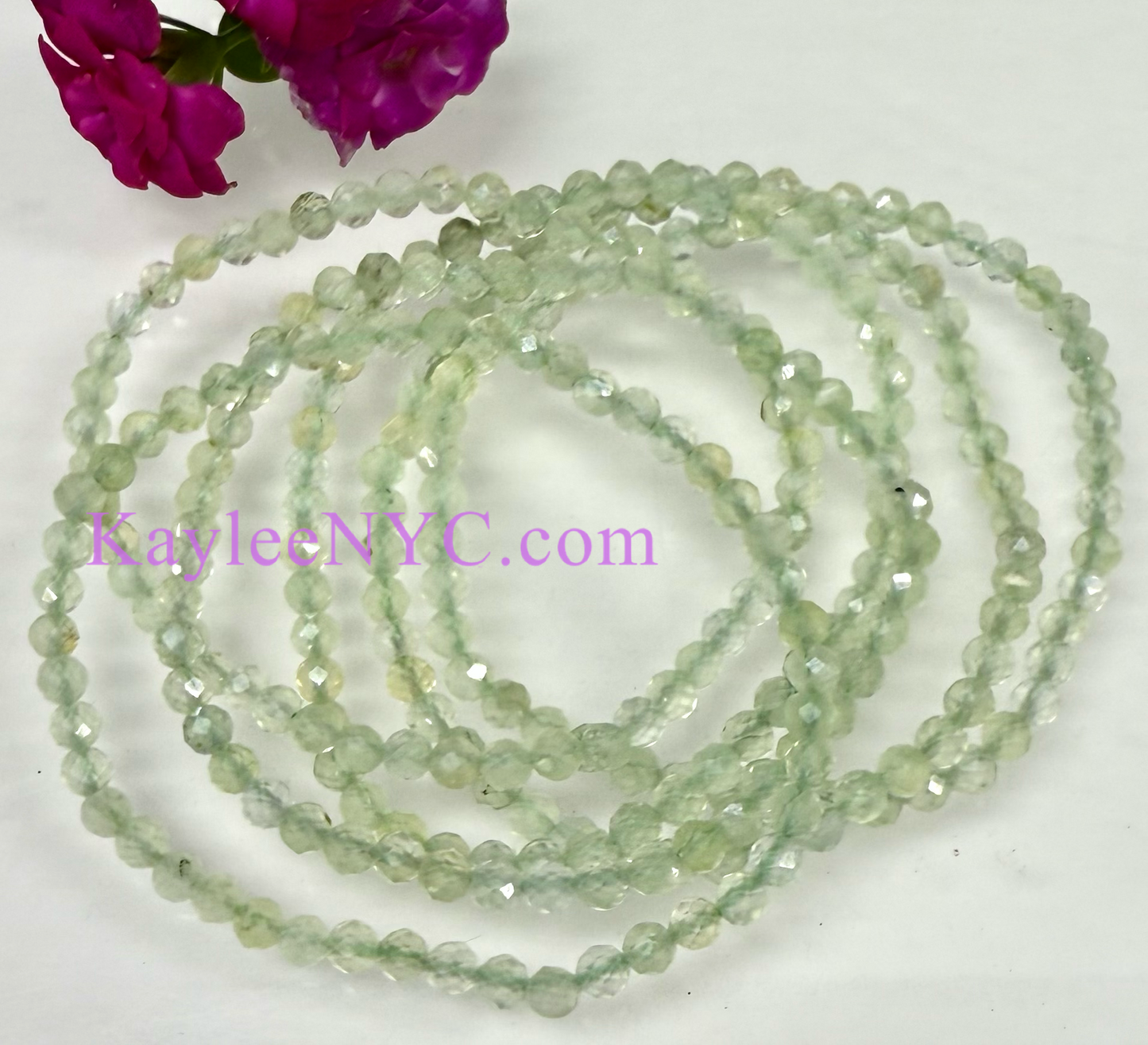 Wholesale Lot 6 Pcs Natural Prehnite 4mm Faceted 7.5” Crystal Healing Stretch Bracelet